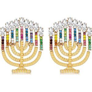 ✨ Festive Candle Christmas Earrings | Gold Crystal Dangle Jewelry